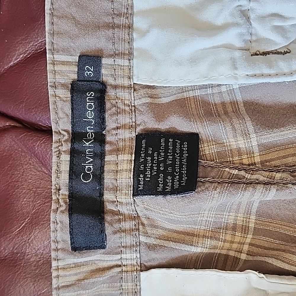 Men's, Shorts, Plaid, Green/Beige Size 32 - Picture 4 of 6